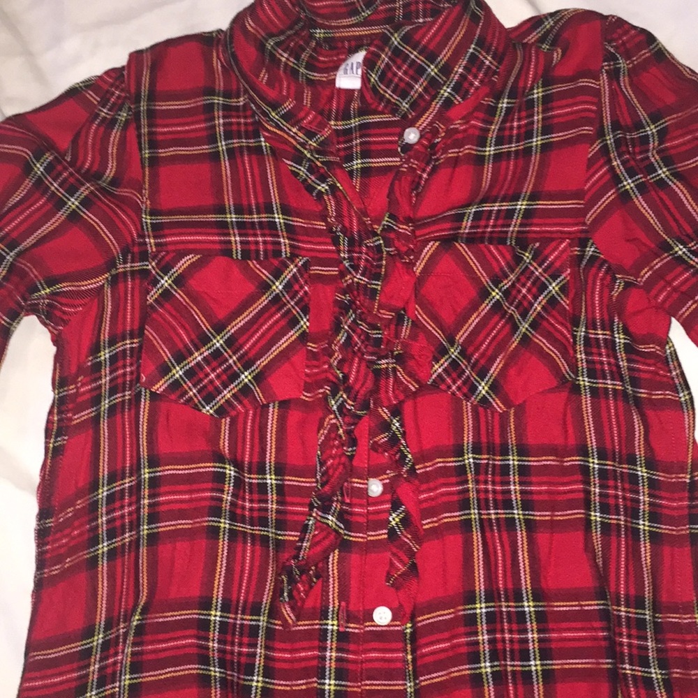 Plaid blouse with ruffles